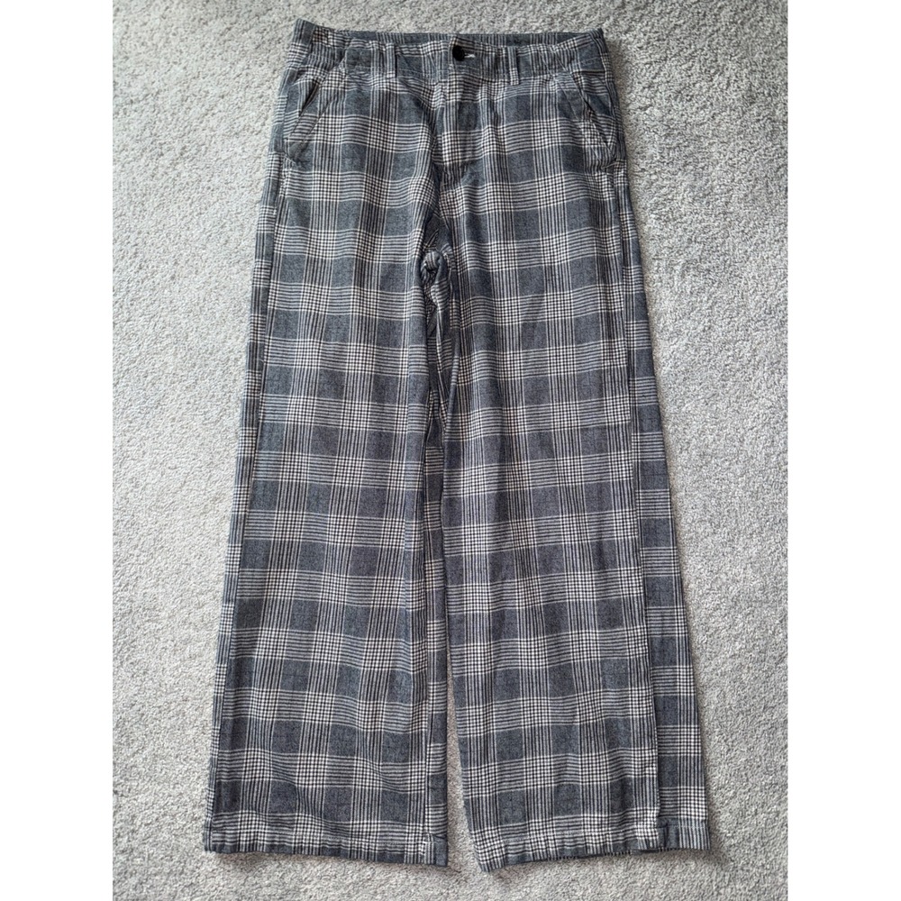American Eagle Grey Plaid Wide Leg Trousers Womens Size 10 Regular High Rise